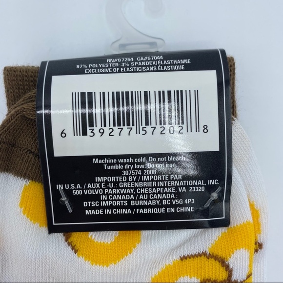 Men's Fashion Socks; White & Yellow with Pretzels - Picture 5 of 7